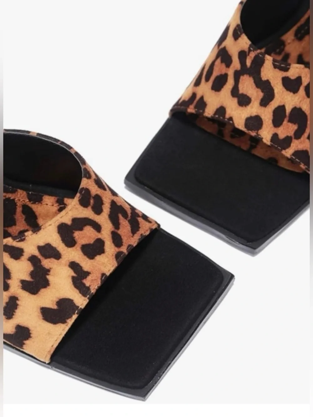 Cape Robbin Tristen Leopard Print Mule Heels Size 6 Square Toe Stiletto